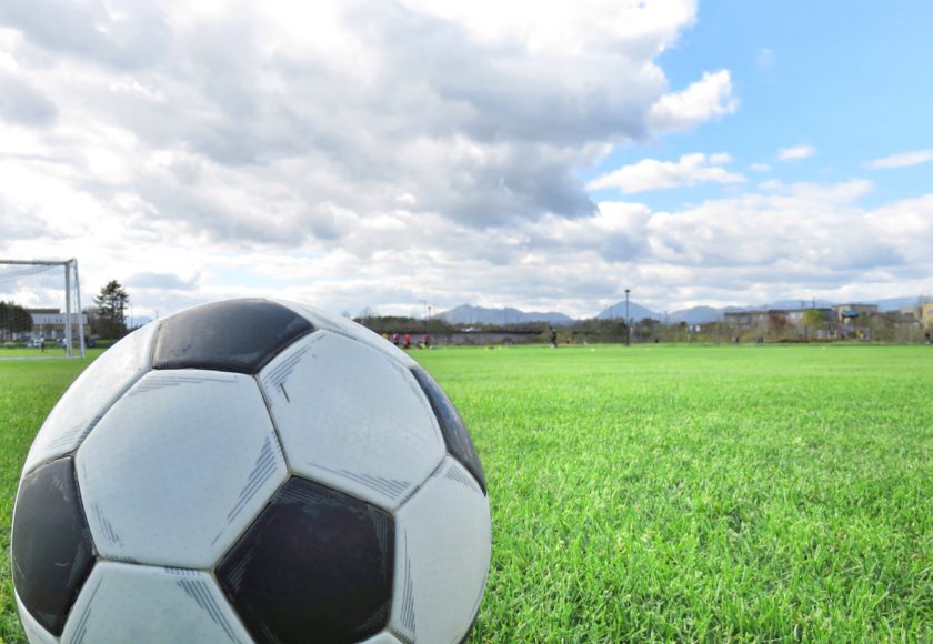 サッカーボールと芝